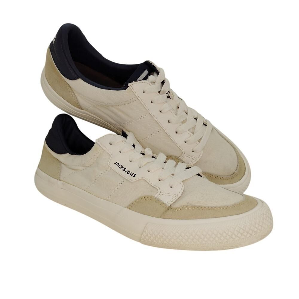 Jack & Jones Womens Pre-owned White & Tan Classic Canvas Trainers - sz. 10